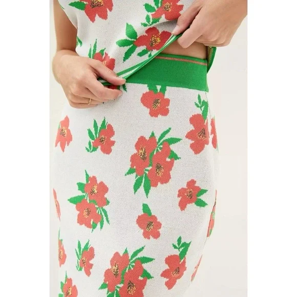 EVA FRANCO x Anthropologie floral 2 piece set skirt tank vacation travel M - Picture 5 of 11